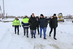 Председатель Правительства Саратовской области Р.В.Бусаргин провел планерку на стройплощадке автомобильного путепровода в р.п. Татищево