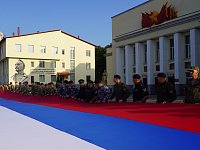 В День Государственного флага на территории Саратовского военного института Росгвардии военнослужащие и сотрудники ведомства растянули огромный триколор