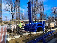 В р.п.Татищево активно продолжается строительство путепровода через железнодорожные пути.