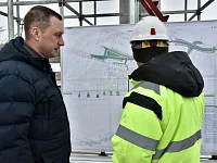 Председатель Правительства области Р.В.Бусаргин ознакомился  с ходом работ по строительству путепровода в р.п. Татищево